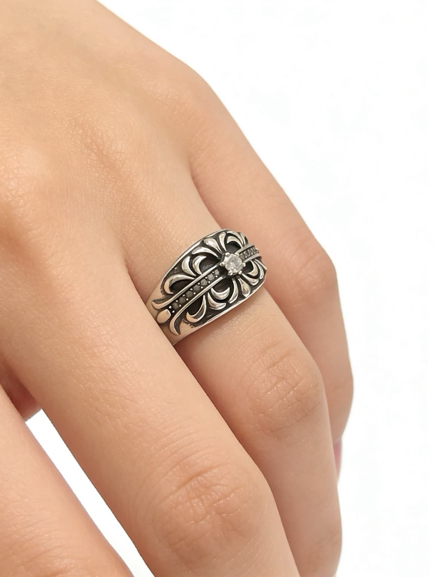 Chrome Hearts Sterling Silver Filigree Ring